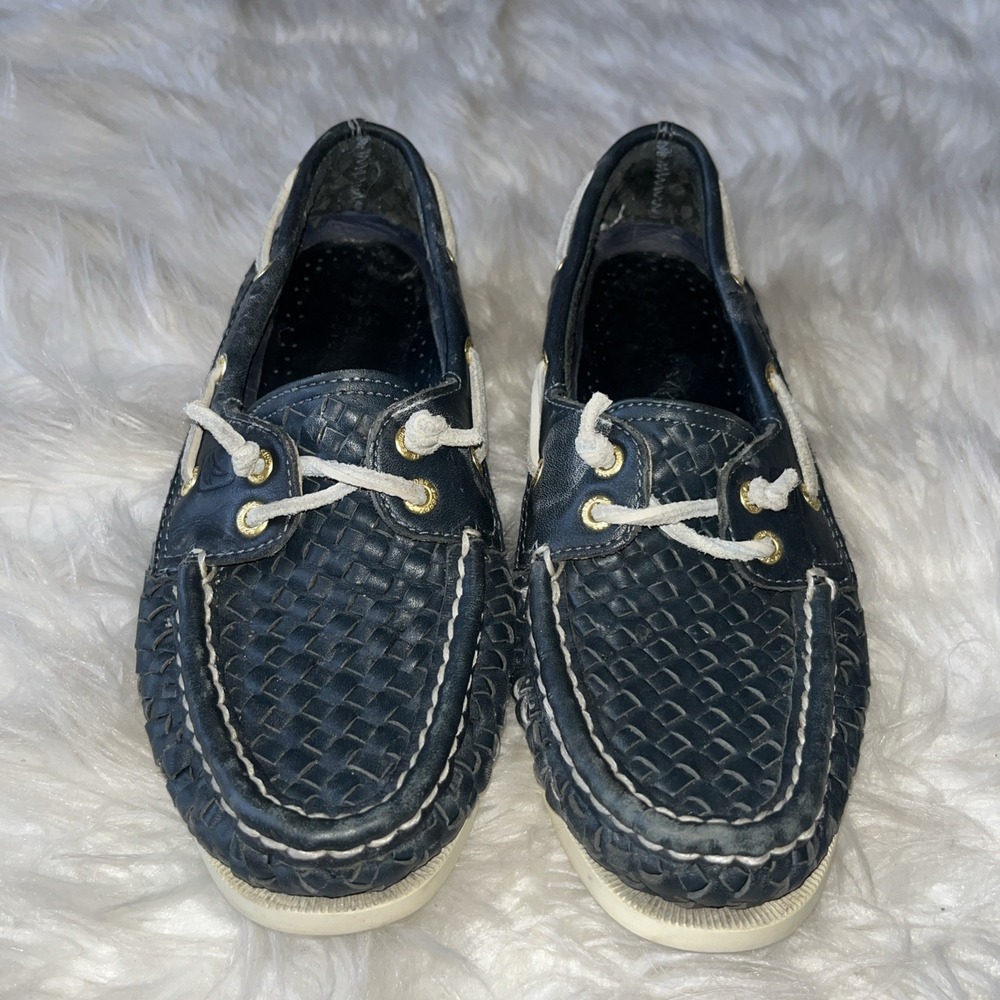 Sperry Top-Sider Blue White‎ Leather Comfort Boat Shoes Women's Size 6.5M